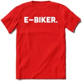 E-bike Fiets T-Shirt | Wielrennen | Mountainbike | MTB | Kleding - Rood - S
