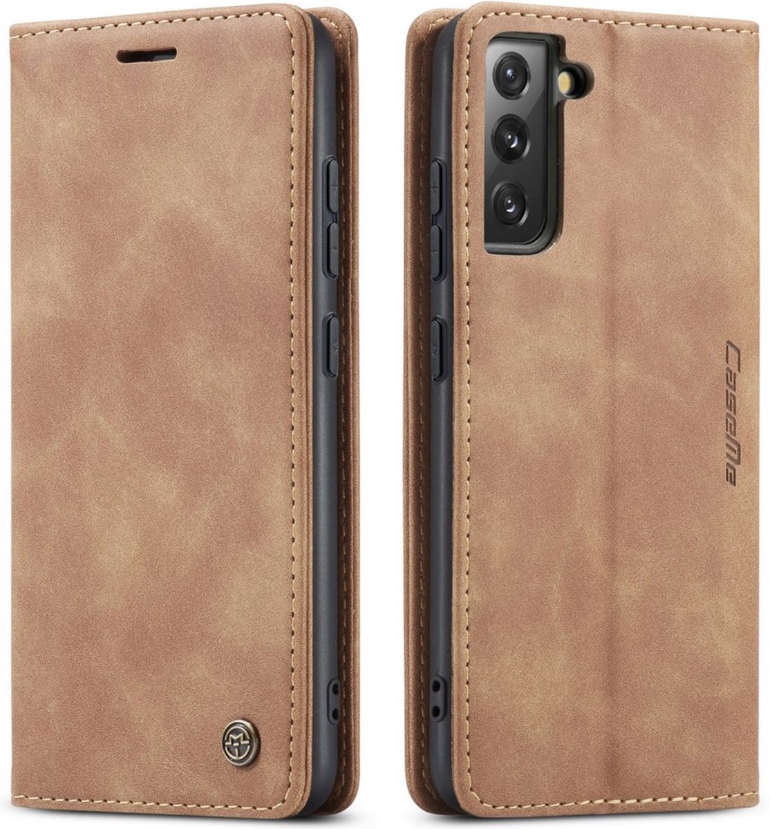 Hoesje Geschikt voor Samsung Galaxy S22+ - Wallet Case - Bruin - Caseme