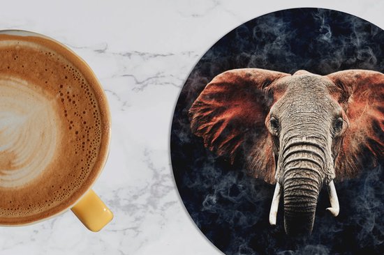 Sous- Sous-verres pour verres - Ronds - Éléphant - Rouge - Animaux - 10x10 cm - 6 pièces
