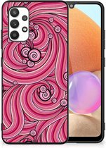 Smartphone Hoesje Geschikt voor Samsung Galaxy A32 4G | A32 5G Enterprise Editie Back Case TPU Siliconen Hoesje met Zwarte rand Swirl Pink
