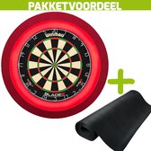 Winmau Blade 6 + Rubberen Dartmat 90*250 + Dartbordverlichting Deluxe (Rood)