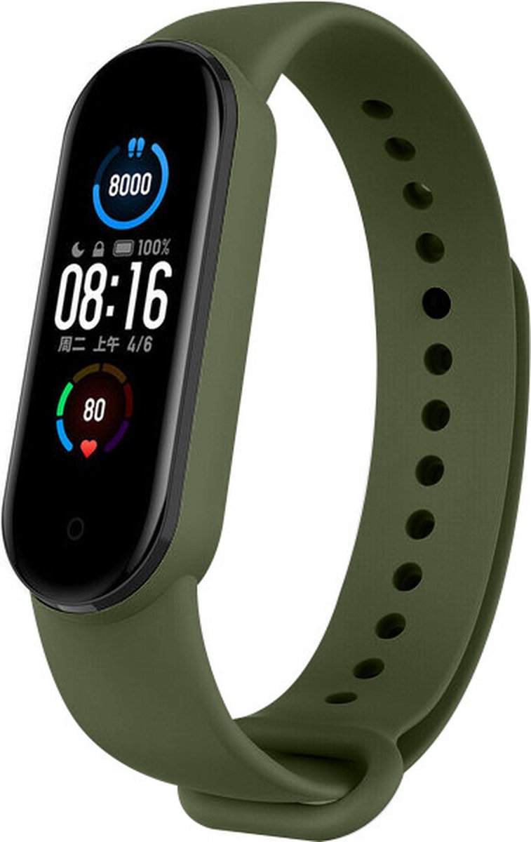 Strap-it Siliconen bandje - geschikt voor Xiaomi Mi Band 5 / Mi Band 6 - groen