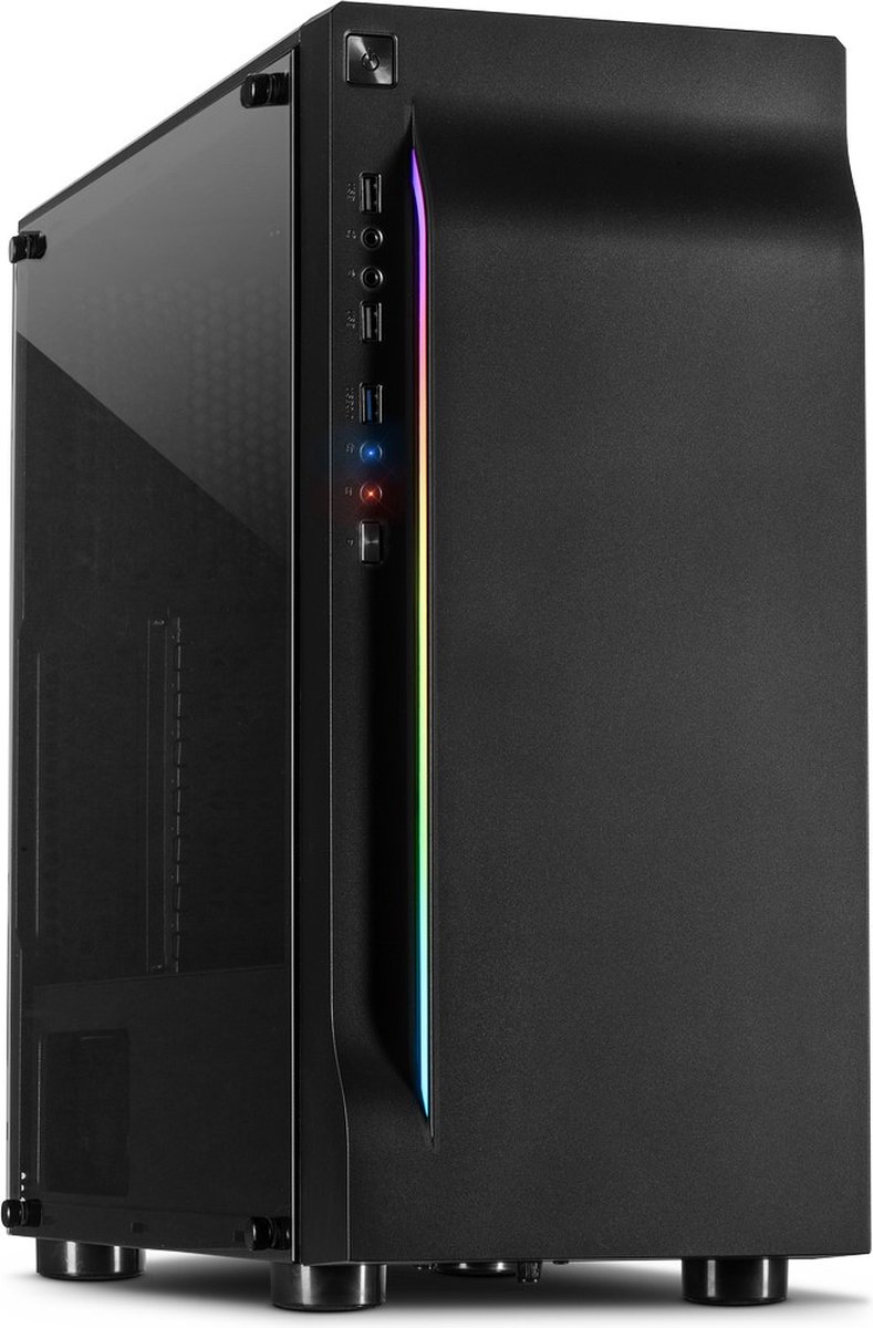 Inter-Tech A-3411 Creek tower-behuizing 2x USB-A 2.0, USB-A 3.2 (5 Gbit/s), 2x Audio, Window-kit