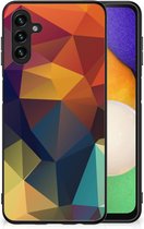 Doorzichtig Hoesje Geschikt voor Samsung Galaxy A13 5G | Geschikt voor Samsung Galaxy A04s Siliconen Back Cover met Zwarte rand Polygon Color