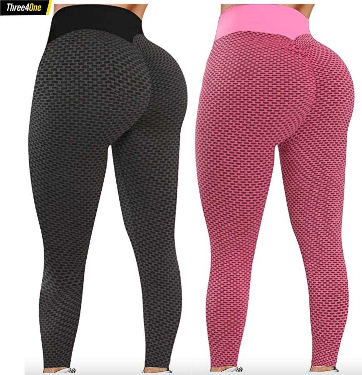 Sportlegging dames 2STUKS XL – legging dames meisje - Tiktok legging – zwart & roze