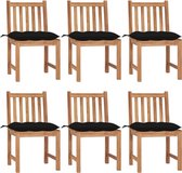 Decoways - Tuinstoelen 6 stuks met kussens massief teakhout