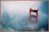 JUNIQE - Poster met kunststof lijst Golden Gate -40x60 /Blauw & Rood