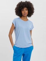 Vero Moda VMLAVA PLAIN SS TOP LUREX STRIP - Blue B Blue