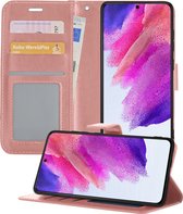 Samsung S21 FE Hoesje Book Case Hoes - Samsung Galaxy S21 FE Case Hoesje Wallet Cover - Samsung Galaxy S21 FE Hoesje - Rose Goud