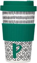 Kitchencraft Koffiebeker Alfabet P 410 Ml Bamboe Wit/groen/zwart