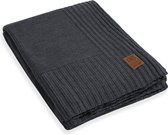 Knit Factory Uni Gebreid Plaid XL - Woondeken - Kleed - Antraciet - 195x225 cm