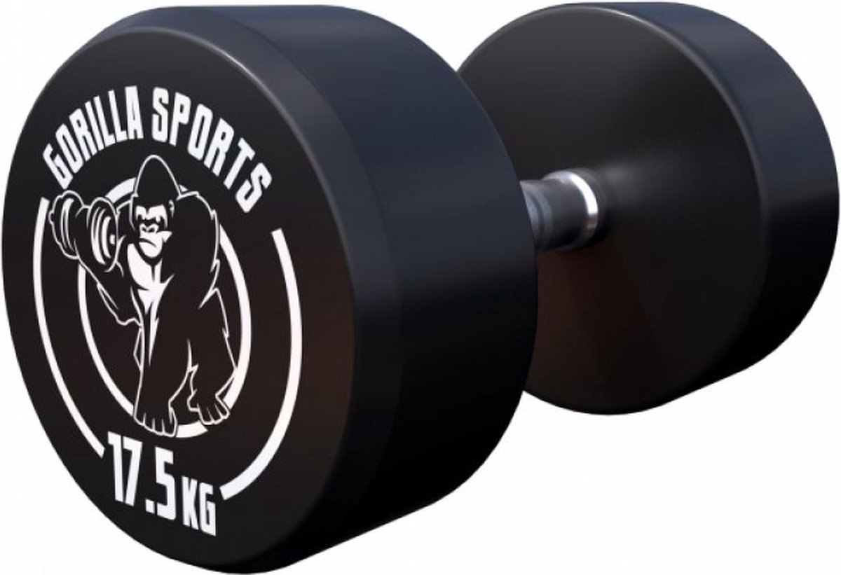 Gorilla Sports Dumbell - 17,5 kg - Gietijzer (rubber coating) - Met logo