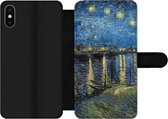 Bookcase Geschikt voor iPhone XS Max telefoonhoesje - Sterrennacht boven de Rhône - Van Gogh - Kunst - Met vakjes - Wallet case met magneetsluiting