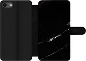 Bookcase Geschikt voor iPhone 8 telefoonhoesje - Marmer print - Zwart - Natuurstenen - Met vakjes - Wallet case met magneetsluiting
