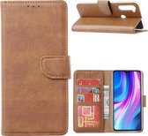 Hoesje Geschikt voor Xiaomi Redmi Note 8 (2019/2021) Hoesje Bruin - Hoesje Geschikt voor Xiaomi Note 8 2021 bookcase met Pasjeshouder - Note 8 2019 case Portemonnee cover