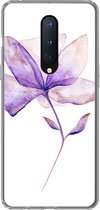 Geschikt voor OnePlus 8 hoesje - Bloemen - Waterverf - Paars - Siliconen Telefoonhoesje