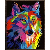 Eagle® Diamond Painting Volwassenen - Gekleurde Wolf - 50x40cm - Vierkante Steentjes