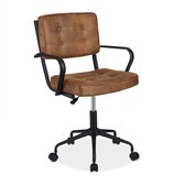 Relaxdays bureaustoel kunstleer - met armleuningen - kantoorstoel - op wieltjes - bruin