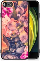 Hoesje Super als Moederdag Cadeau Geschikt voor iPhone 7/8/SE 2020/2022 Telefoontas met Zwarte rand Bosje Bloemen