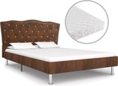 Decoways - Bed met matras stof bruin 120x200 cm