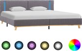 Decoways - Bedframe met LED stof lichtgrijs 160x200 cm