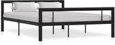 Decoways - Bedframe metaal zwart en wit 160x200 cm