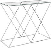 Decoways - Bijzettafel 90x40x75 cm roestvrij staal en glas zilverkleurig