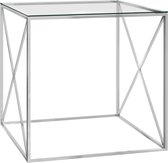 Decoways - Salontafel 55x55x55 cm roestvrij staal en glas zilverkleurig