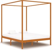 Decoways - Hemelbedframe massief grenenhout honingbruin 160x200 cm