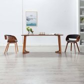 Decoways - Eetkamerstoelen 2 stuks gebogen hout en stof grijs