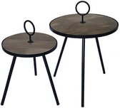 Tafel  - bijzettafel - rond  - houten blad - Trendy  -  H54cm