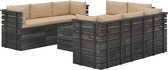 Decoways - 9-delige Loungeset met kussens pallet massief grenenhout