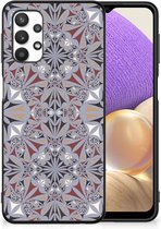 Hoesje Geschikt voor Samsung Galaxy A32 5G Telefoonhoesje met Zwarte rand Flower Tiles