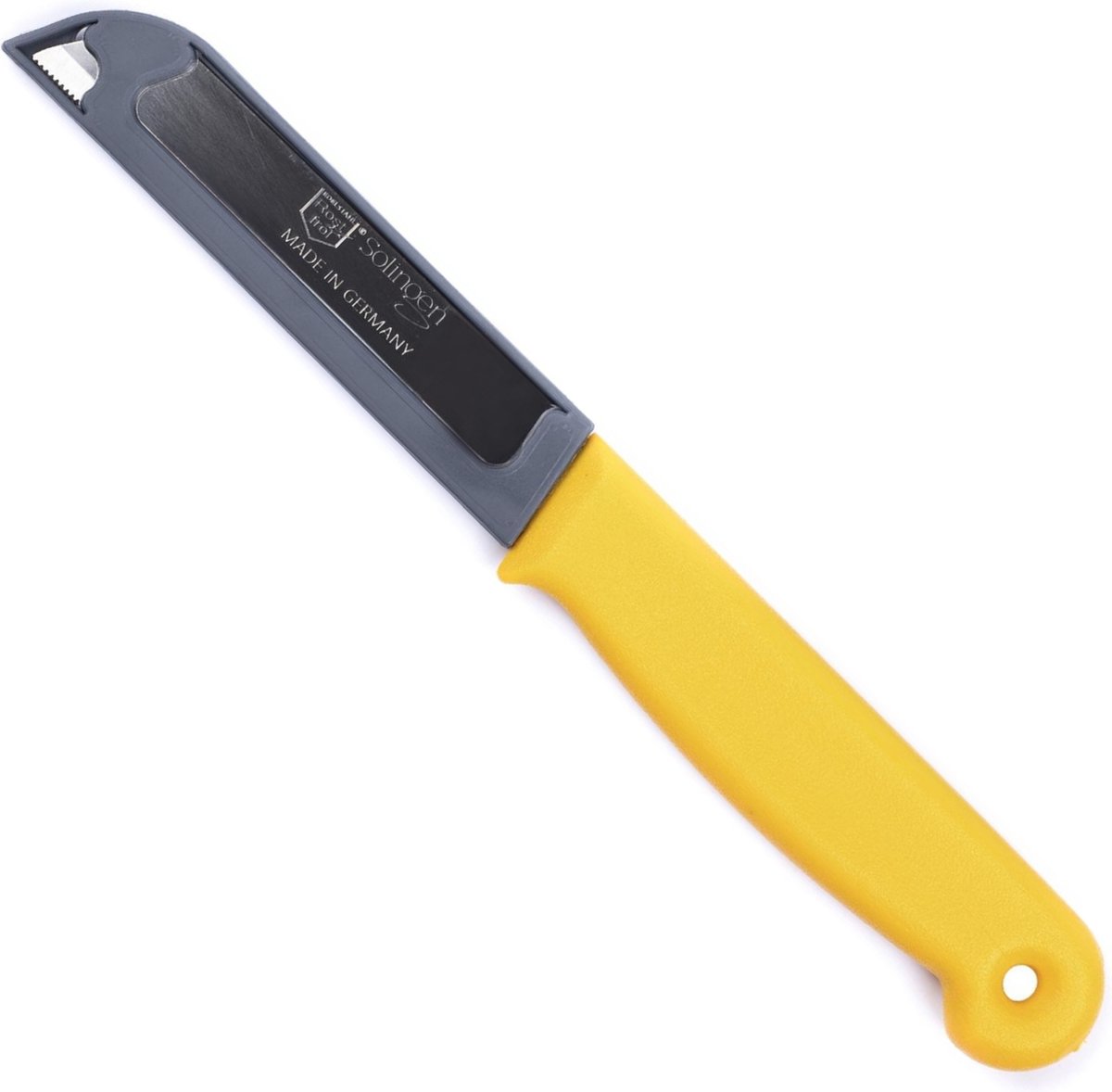 Solingen Kartelmes – Tomatenmes met Kartel – RVS – 18,5 cm met Blade Cover – Geel