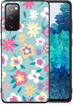 GSM Hoesje met Tekst Geschikt voor Samsung Galaxy S20 FE Leuk TPU Back Case met Zwarte rand Flower Power
