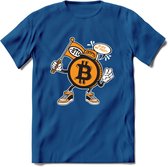 BTC Mascot - Crypto T-Shirt Kleding Cadeau | Dames / Heren / Unisex | Bitcoin / Ethereum shirt | Grappig Verjaardag kado | BTC Tshirt Met Print | - Donker Blauw - 3XL