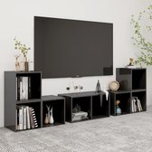 6-delige Tv-meubelset spaanplaat hoogglans grijs