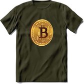 Bitcoin Coin - Crypto T-Shirt Kleding Cadeau | Dames / Heren / Unisex | Bitcoin / Ethereum shirt | Grappig Verjaardag kado | BTC Tshirt Met Print | - Leger Groen - S