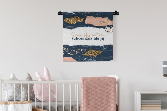 Tapisserie - Tissu mural - Citation - Or - Sœur - 60x60 cm - Tapisserie