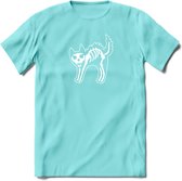 SKKKaleton - Katten T-Shirt Kleding Cadeau | Dames - Heren - Unisex | Kat / Dieren shirt | Grappig Verjaardag kado | Tshirt Met Print | - Licht Blauw - M