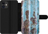 Bookcase Geschikt voor iPhone 12 Pro Max telefoonhoesje - Golfplaat - Vintage - Roest print - Met vakjes - Wallet case met magneetsluiting