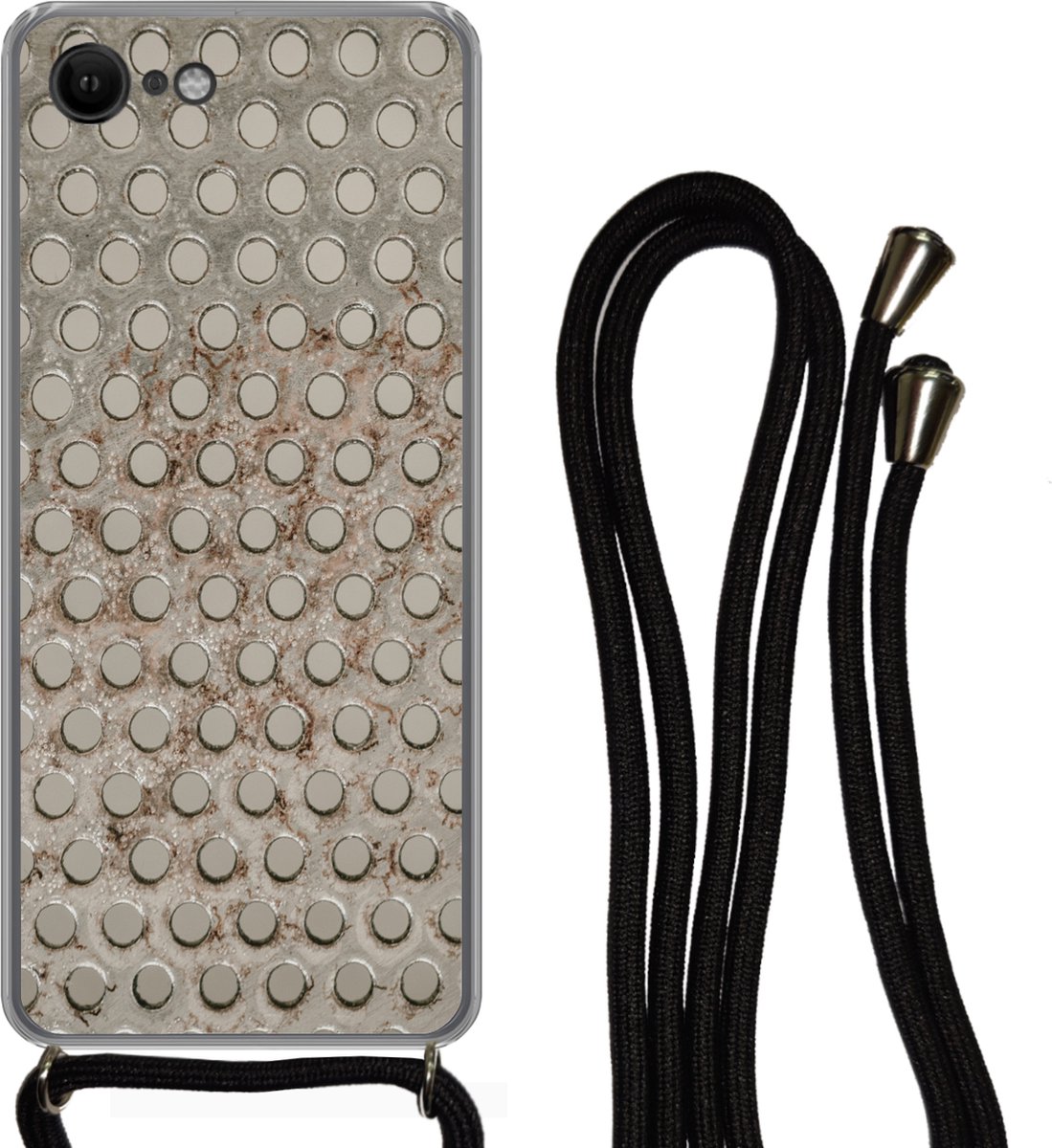 Telefoonkoord - Telefoonketting - Telefoonhoesje Geschikt voor iPhone SE 2020 - Roest print - Noppen - IJzer - Siliconen - Crossbody - Telefoonhoesje met koord Telefoonhoesje