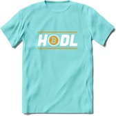 HODL - Crypto T-Shirt Kleding Cadeau | Dames / Heren / Unisex | Bitcoin / Ethereum shirt | Grappig Verjaardag kado | BTC Tshirt Met Print | - Licht Blauw - L