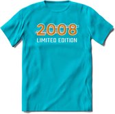 2008 Limited Edition T-Shirt | Goud - Zilver | Grappig Verjaardag en Feest Cadeau Shirt | Dames - Heren - Unisex | Tshirt Kleding Kado | - Blauw - L