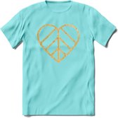 Valentijn Goud Hart T-Shirt | Grappig Valentijnsdag Cadeautje voor Hem en Haar | Dames - Heren - Unisex | Kleding Cadeau | - Licht Blauw - S