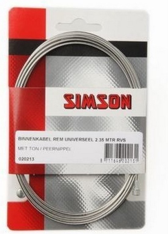 Simson binnenkabel rem universeel 2,35 mtr rvs.