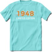 1948 Limited Edition T-Shirt | Goud - Zilver | Grappig Verjaardag en Feest Cadeau Shirt | Dames - Heren - Unisex | Tshirt Kleding Kado | - Licht Blauw - L
