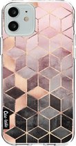Apple iPhone 12 Hoesje - Casetastic - Soft Serie - TPU Backcover - Soft Pink Gradient Cubes - Hoesje Geschikt Voor Apple iPhone 12
