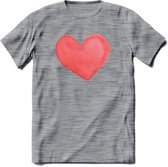 Valentijn Pastel waterverf Hart T-Shirt | Grappig Valentijnsdag Cadeautje voor Hem en Haar | Dames - Heren - Unisex | Kleding Cadeau | - Donker Grijs - Gemaleerd - XXL