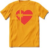 Valentijn Hart T-Shirt | Grappig Valentijnsdag Cadeautje voor Hem en Haar | Dames - Heren - Unisex | Kleding Cadeau | - Geel - M